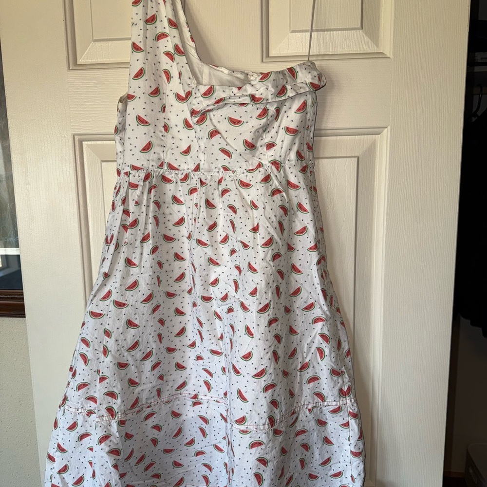 White Dress with Watermelon Print